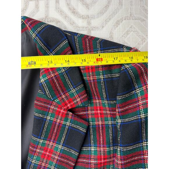 Pendleton Women's Holiday Blazer Sz 12 | 100% Virgin Wool Red Green Plaid VTG - Picture 7 of 8